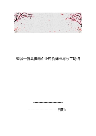 栾城一流县供电企业评价标准与分工明细