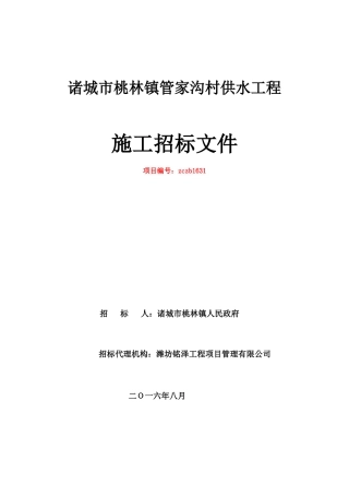 桃林镇管家沟供水工程招标文件