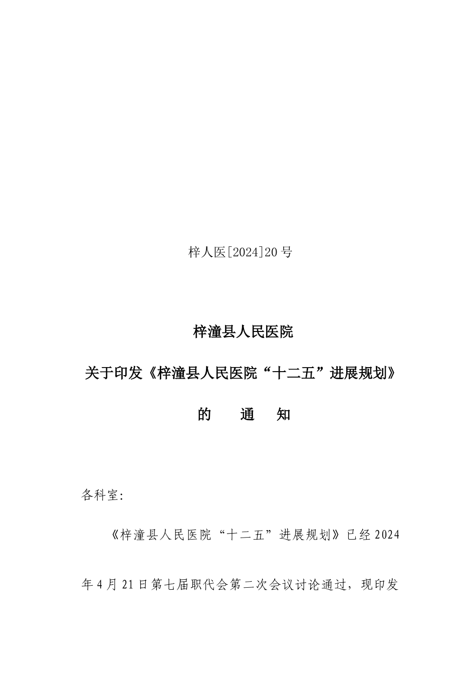 梓潼县人民医院五年发展规划_第1页