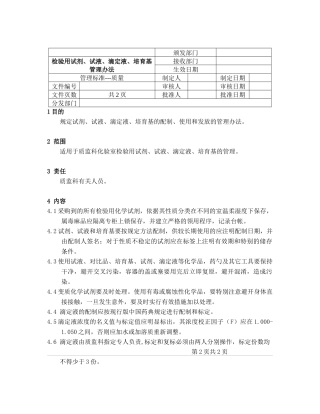 检验用试剂、试液、滴定液、培养基管理办法