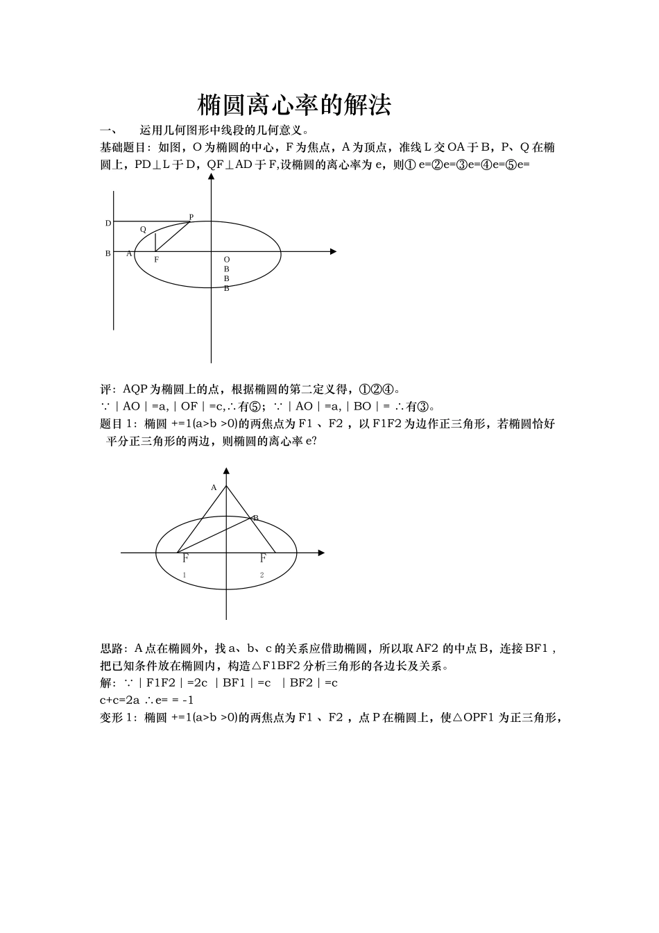 椭圆离心率求法总结_第1页