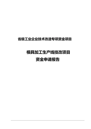 模具加工生产线技改项目资金申请报告