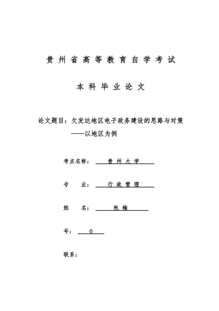 欠发达地区电子政务建设的思路与对策毕业论文