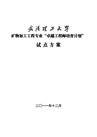 武汉理工大学矿物加工工程专业卓越工程师培养方案