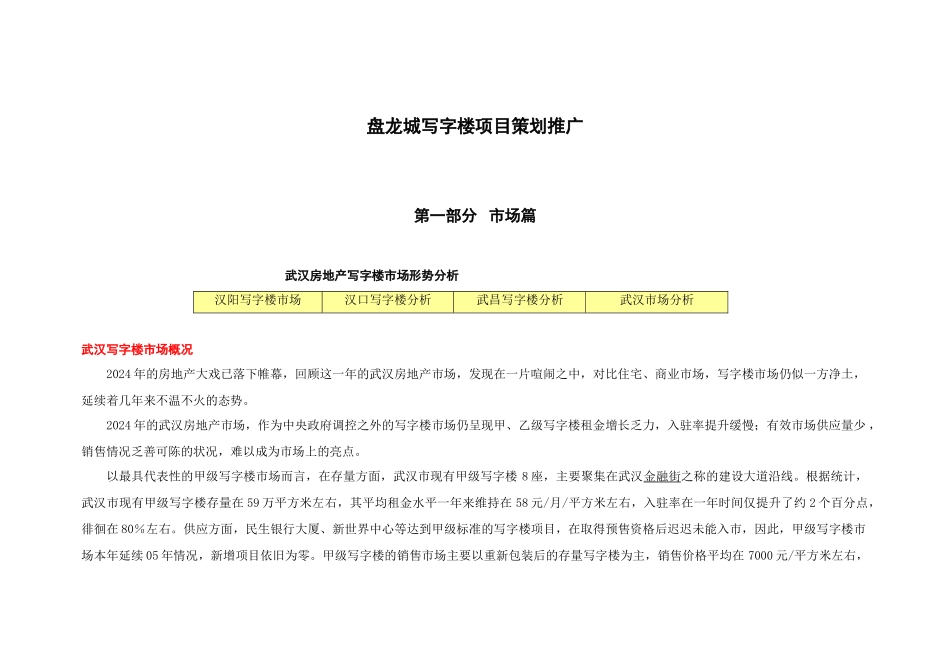 武汉盘龙城写字楼项目策划推广_第1页