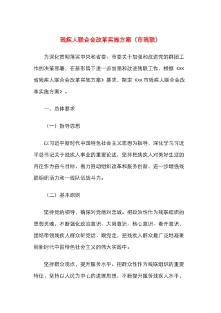 残疾人联合会改革实施方案（市残联）
