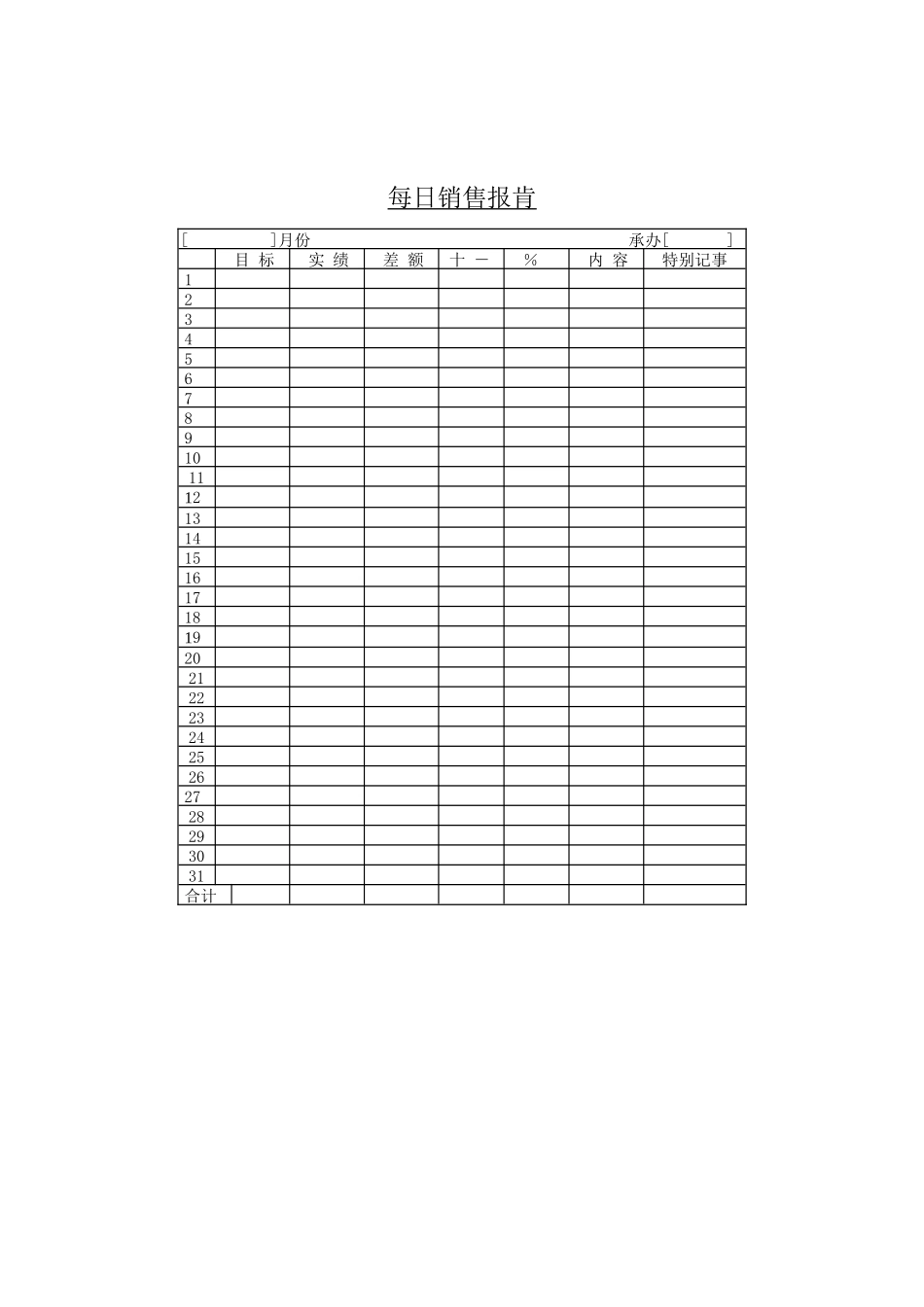 每日销售报肯表_第1页