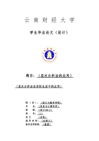 毕业论文层次分析法在实际生活中的应用