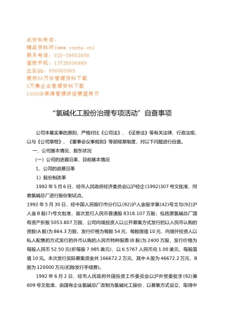 氯碱化工公司治理专项活动分析报告