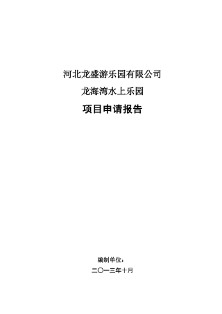 水上乐园项目申请报告