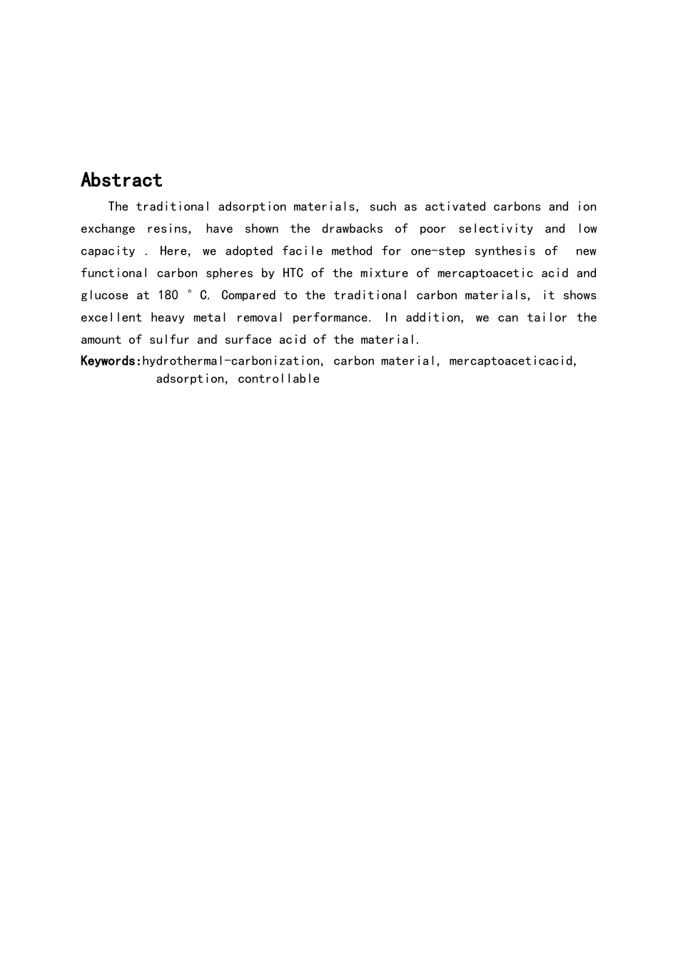水热法或水热修饰法合成功能性碳材料与在吸附分离方面的应用毕业论文_第2页