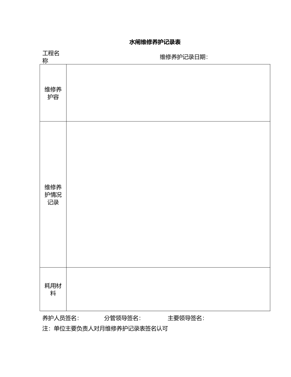 水闸检查记录表与维修养护记录表_第1页