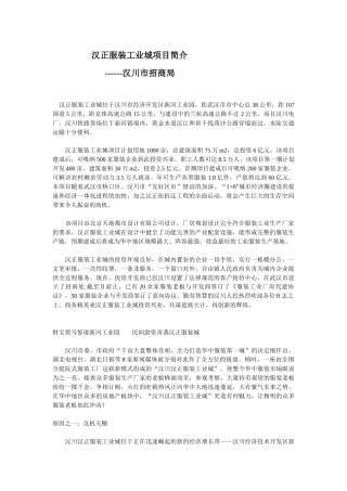 汉正服装工业城项目简介