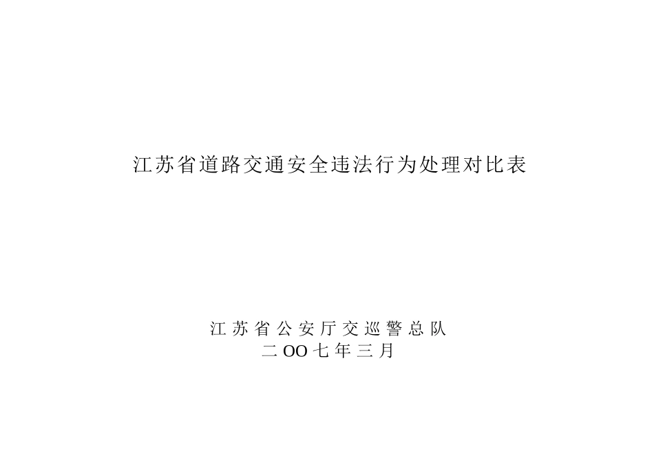 江苏省道路交通安全违法行为处理对照表_第1页