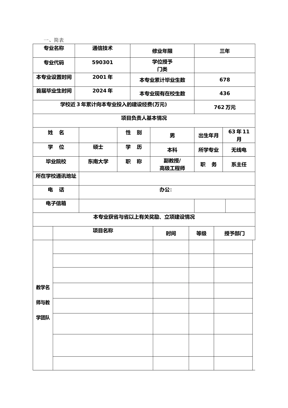 江苏省高等学校品牌特色专业立项建设申报表_第3页
