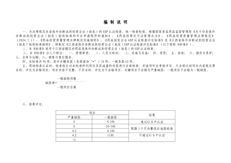 江西省体外诊断试剂经营企业GSP认证检查评定标准_第2页