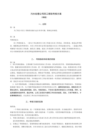污水处理公司员工考核方案