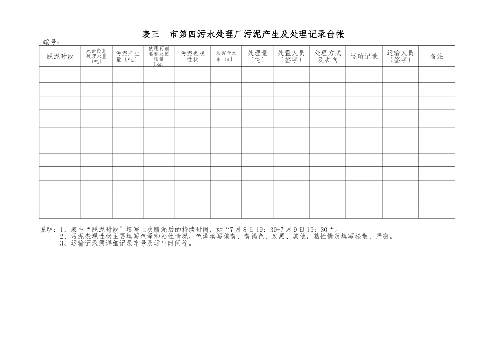 污水处理厂台帐和原始记录表格格式_第3页