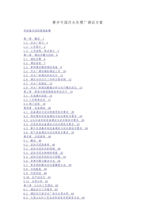 污水处理厂调试方案
