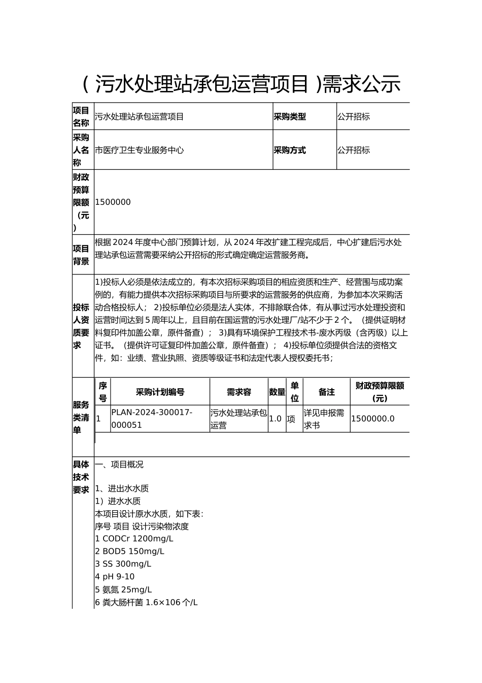 污水处理站承包运营项目_第1页
