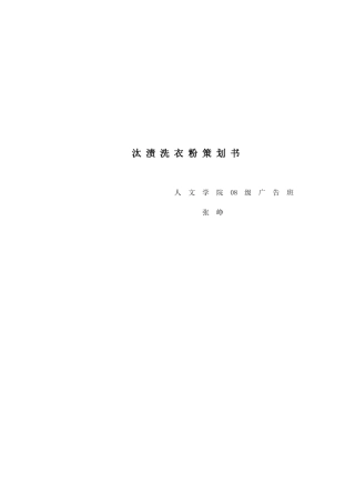 汰渍洗衣粉策划案