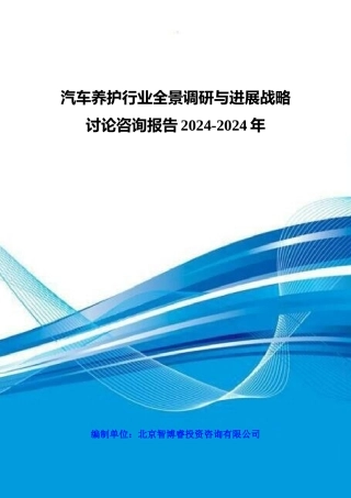 汽车养护行业全景调研与发展战略研究咨询报告XXXX-2024年