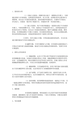 汽车悬挂分类及特点