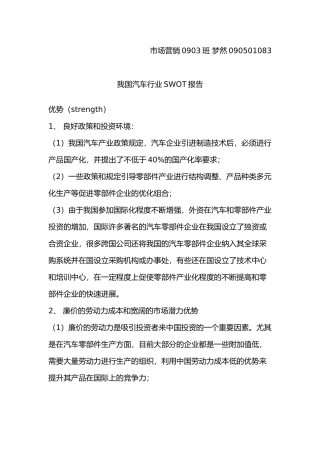 汽车行业swotstp报告