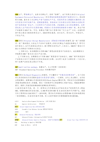 汽车行业关键词英文简写大全