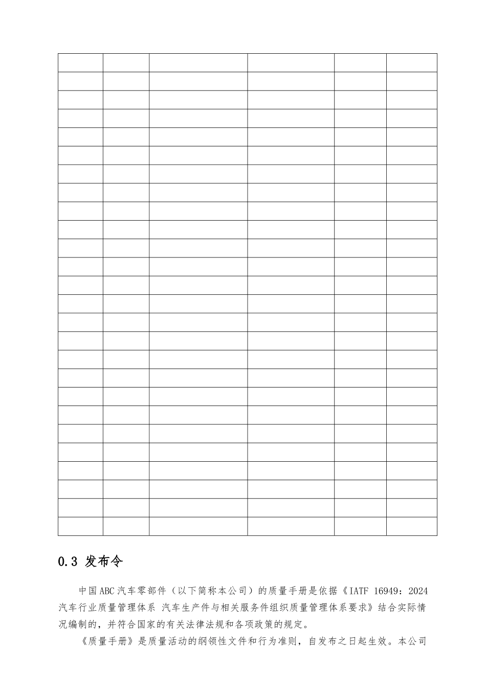 汽车零部件有限公司质量管理手册范本_第3页