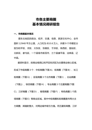 沈阳市各商圈基本情况调研