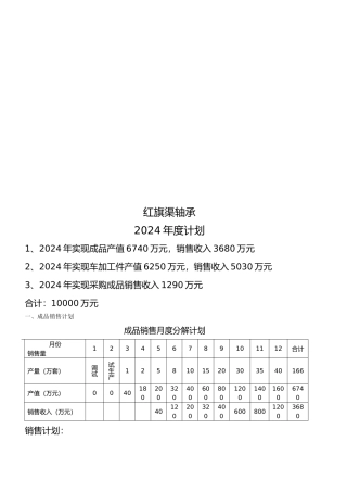 河南某公司年度计划