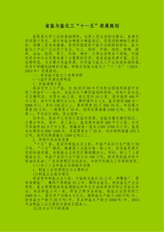 河南盐与盐化工发展规划报告