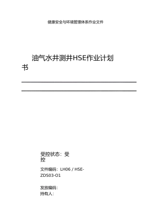 油气水井测井HSE作业计划书