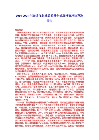 洗煤行业预测报告