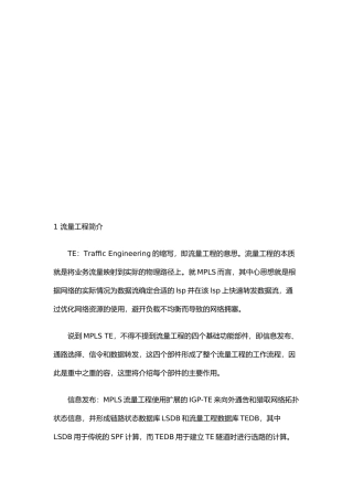 流量工程的介绍与配置