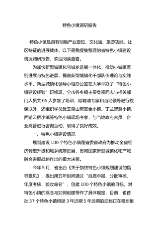 浙江特色小镇调研报告书