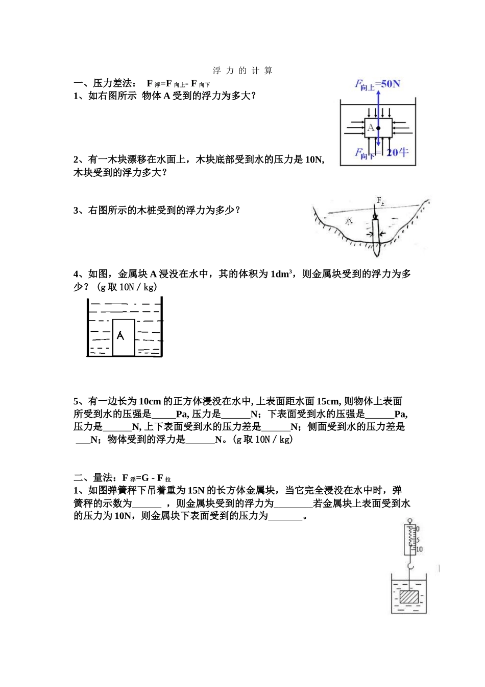 浮力的五种计算方法-01中、难_第1页