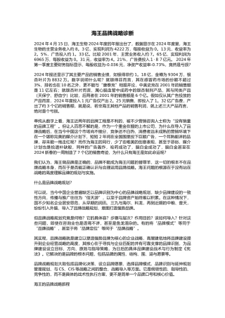 海王品牌战略诊断分析报告
