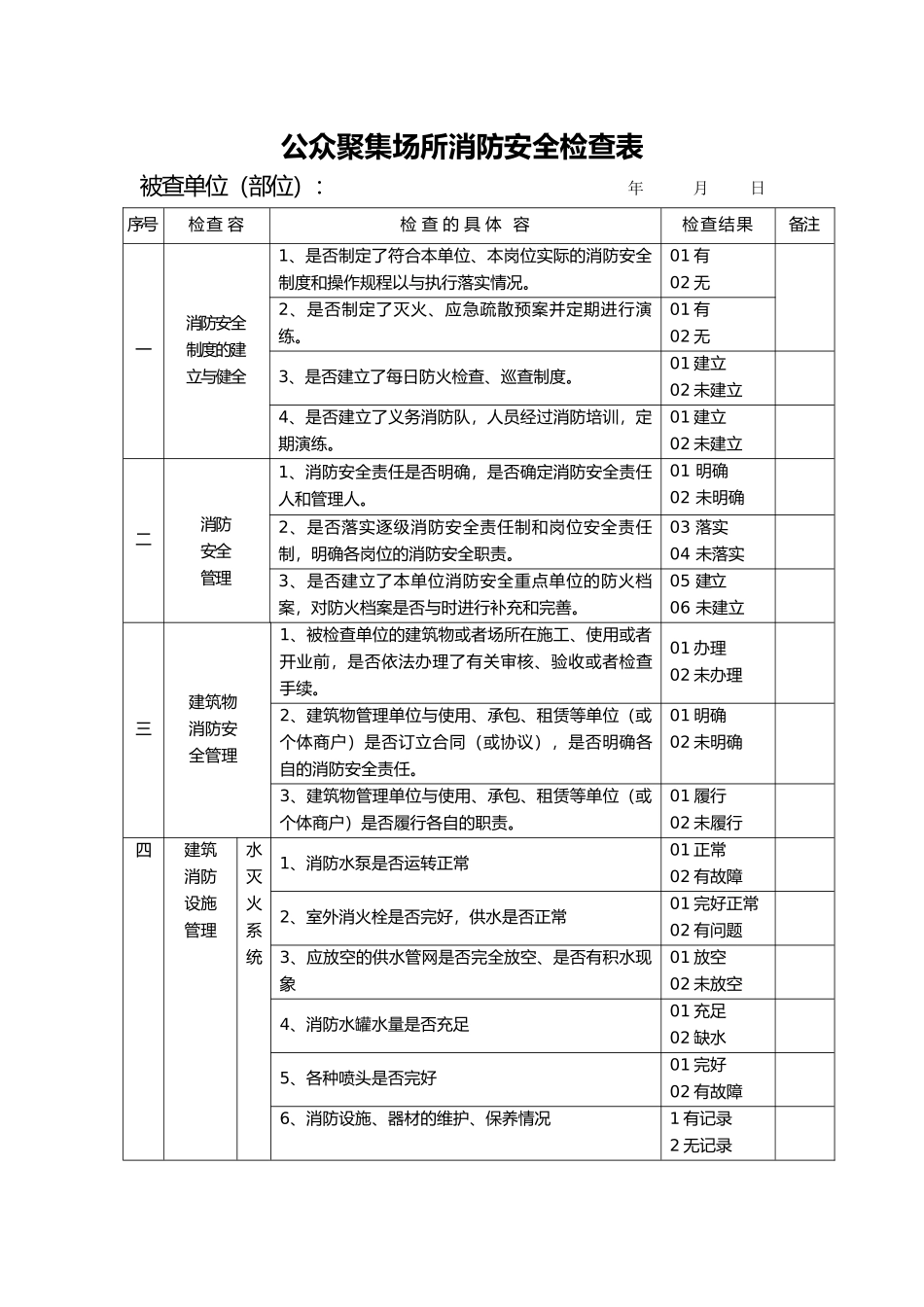 消防安全检查表_第1页