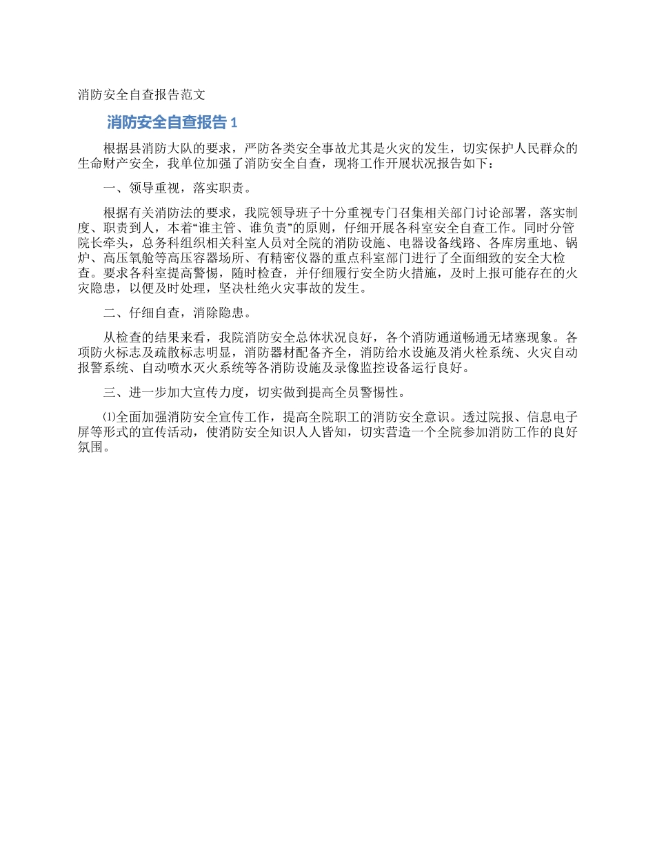 消防安全自查报告范文_第1页