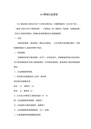 消防工程现场应急救援预案