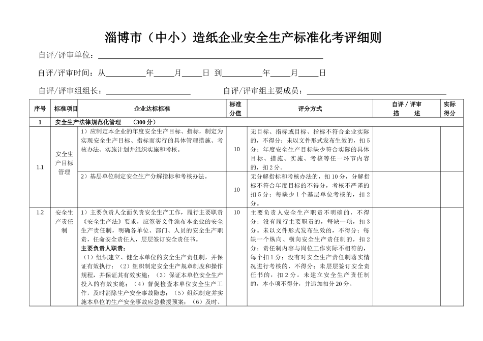 淄博市造纸企业安全标准化评审细则-XXXX0316_第1页