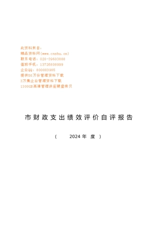 淄博市财政支出绩效评价自评报告范本