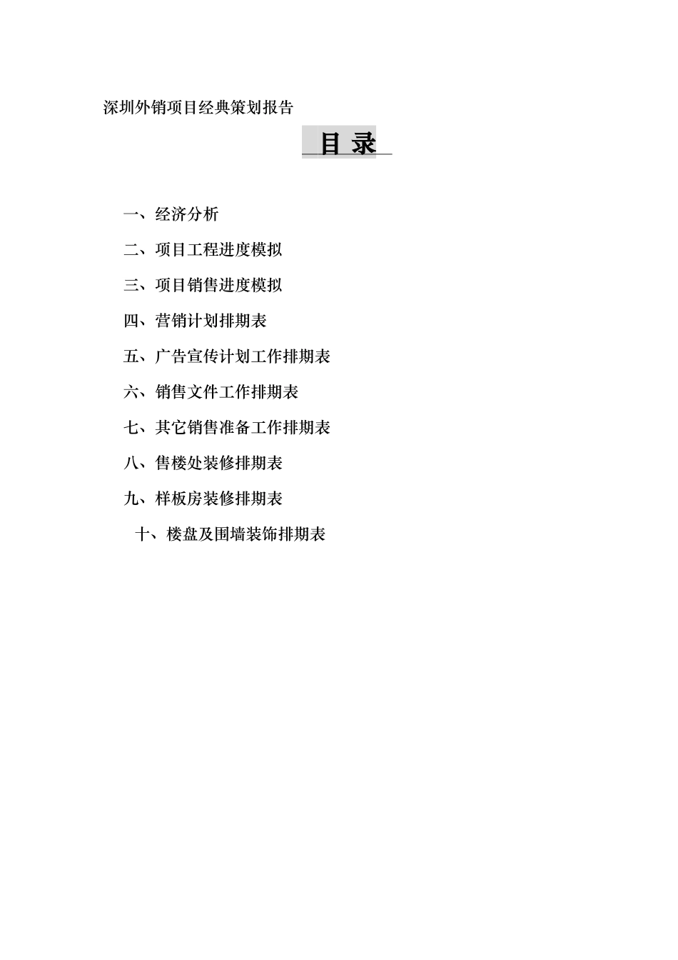 深圳外销项目经典策划报告_第1页