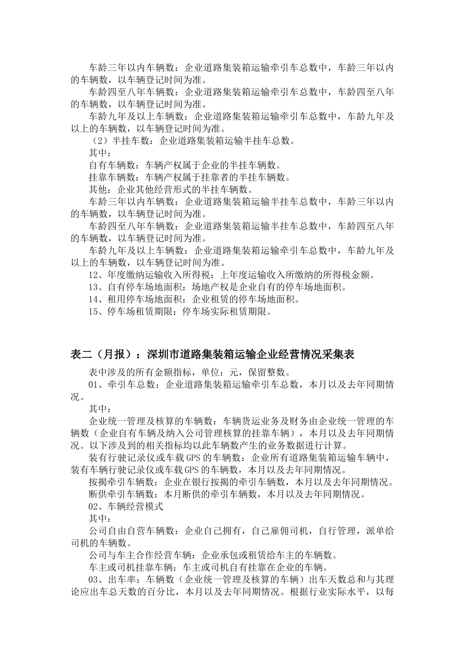 深圳市道路集装箱运输企业经营情况采集表_第3页