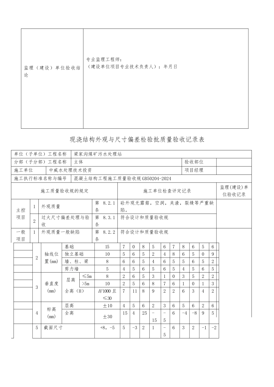 混凝土施工检验批质量验收记录文本表_第2页