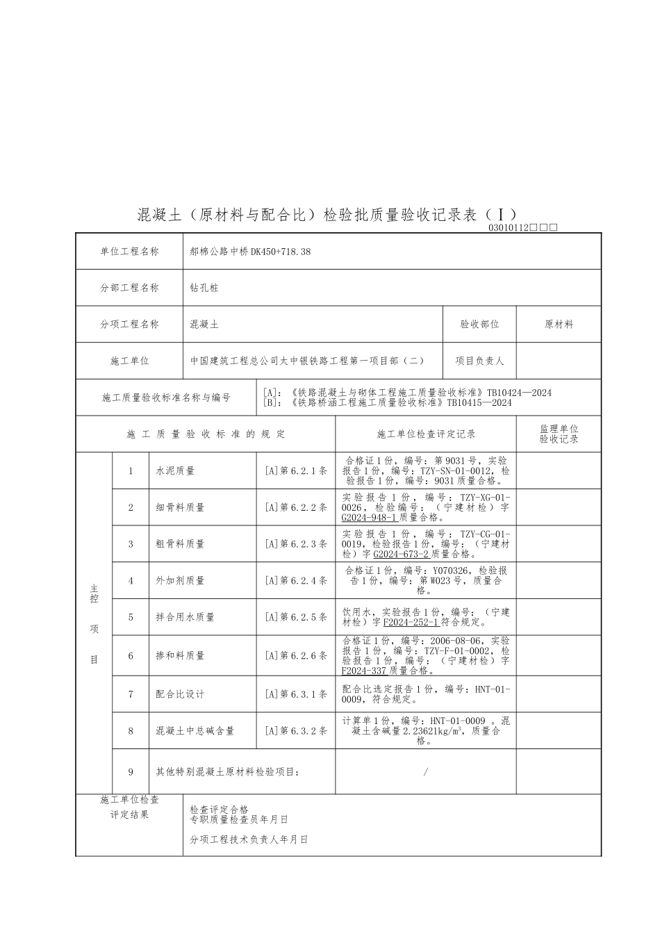 混凝土检验批质量验收表_第1页