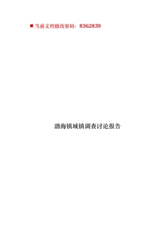 渤海镇城镇调查研究报告范本分析报告