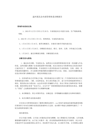 温州某民企内部管理体系诊断研究报告